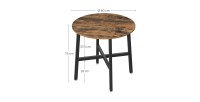 Table à manger ronde structure en métal noir et plateau en bois style industriel collection TAMPA.