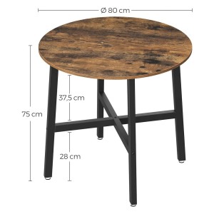 Table à manger ronde structure en métal noir et plateau en bois style industriel collection TAMPA.