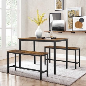 Ensemble table et bancs en bois style industriel collection TAMPA.