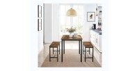 Ensemble table et bancs en bois style industriel collection TAMPA.