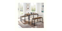 Ensemble table et bancs en bois style industriel collection TAMPA.