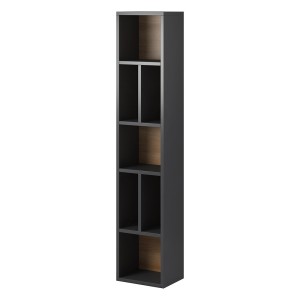 Bibliothèque suspendue 160x32cm collection OHIO. Coloris gris anthracite et chêne.