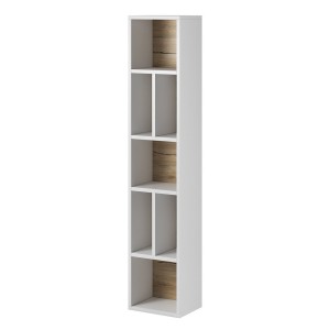 Bibliothèque suspendue 160x32cm collection OHIO. Coloris blanc et finitions effet chêne.