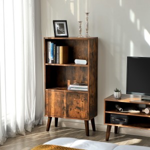 Bibliothèque style rustique collection Austin. Coloris bois foncé.