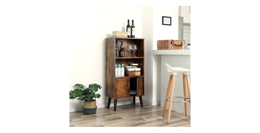 Bibliothèque style rustique collection Austin. Coloris bois foncé.