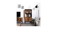 Bibliothèque style rustique collection Austin. Coloris bois foncé.