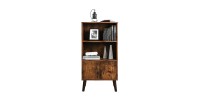 Bibliothèque style rustique collection Austin. Coloris bois foncé.