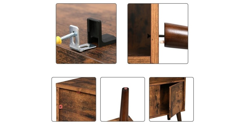 Bibliothèque style rustique collection Austin. Coloris bois foncé.