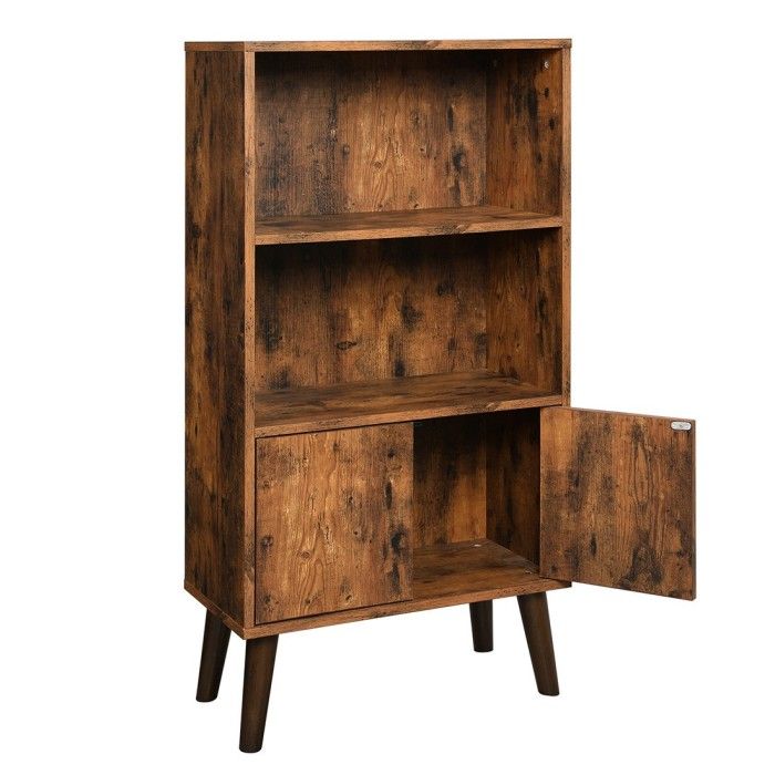 Bibliothèque style rustique collection Austin. Coloris bois foncé.