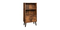 Bibliothèque style rustique collection Austin. Coloris bois foncé.