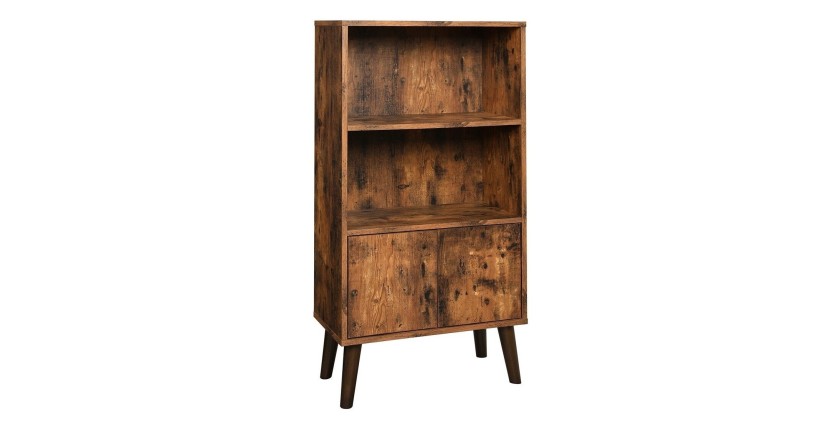 Bibliothèque style rustique collection Austin. Coloris bois foncé.