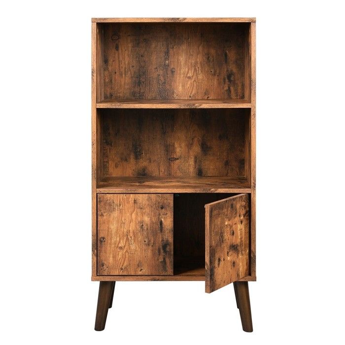 Bibliothèque style rustique collection Austin. Coloris bois foncé.