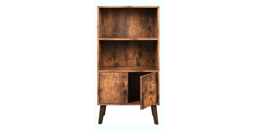 Bibliothèque style rustique collection Austin. Coloris bois foncé.