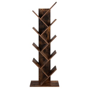 Bibliothèque arbre style rustique collection AUSTIN. Coloris bois foncé.