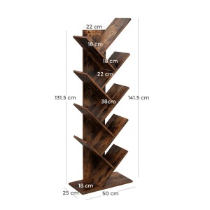 Bibliothèque arbre style rustique collection AUSTIN. Coloris bois foncé.