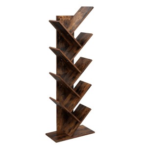 Bibliothèque arbre style rustique collection AUSTIN. Coloris bois foncé.