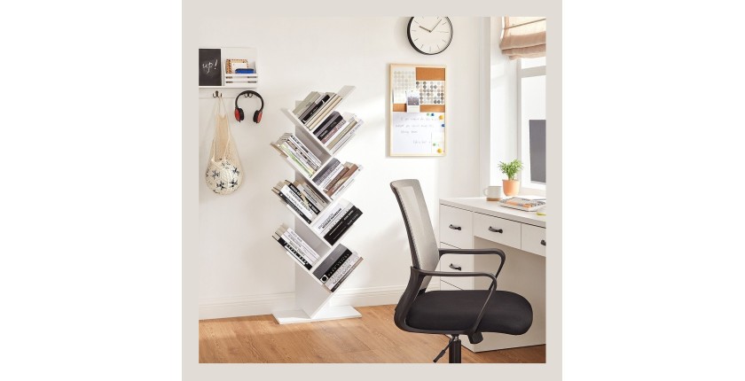 Bibliothèque arbre style design collection AUSTIN. Coloris blanc.