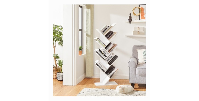 Bibliothèque arbre style design collection AUSTIN. Coloris blanc.