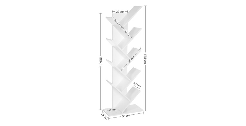 Bibliothèque arbre style design collection AUSTIN. Coloris blanc.