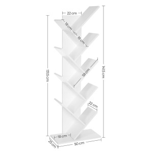 Bibliothèque arbre style design collection AUSTIN. Coloris blanc.