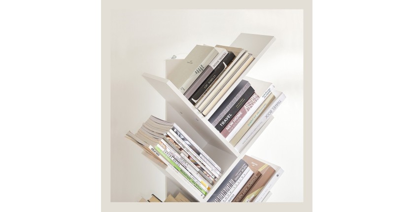 Bibliothèque arbre style design collection AUSTIN. Coloris blanc.