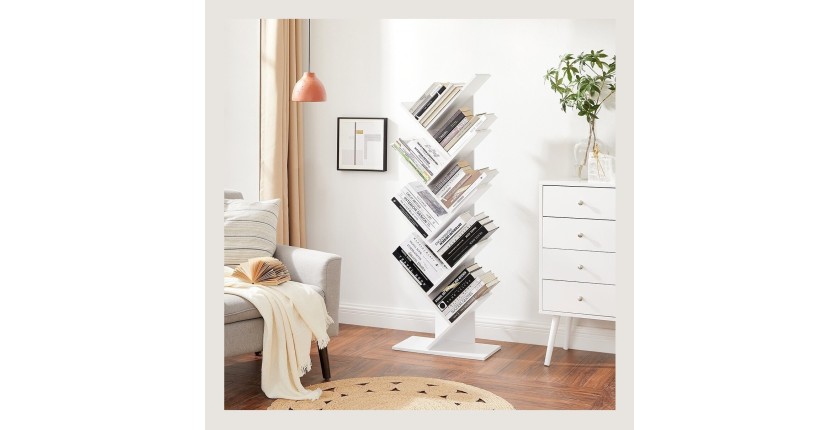 Bibliothèque arbre style design collection AUSTIN. Coloris blanc.