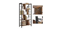Bibliothèque 4 étages style rustique collection Austin. Coloris bois foncé.