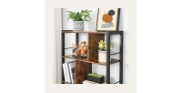 Bibliothèque 4 étages style rustique collection Austin. Coloris bois foncé.