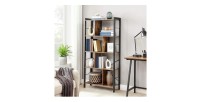 Bibliothèque 4 étages style rustique collection Austin. Coloris bois foncé.