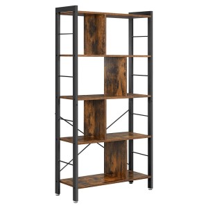 Bibliothèque 4 étages style rustique collection Austin. Coloris bois foncé.