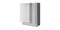 Armoire penderie recouverte de miroirs collection LUXOR. 3 portes et 3 tiroirs