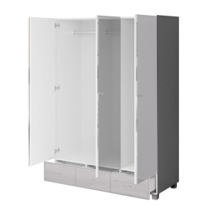 Armoire penderie recouverte de miroirs collection LUXOR. 3 portes et 3 tiroirs