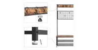 Portant collection NASHVILLE coloris noir et bois. Meuble d'entrée avec penderie et rangement chaussures intégrés