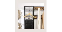 Portemanteau collection RICHMOND coloris noir et bois. Meuble d'entrée avec penderie et rangement chaussures intégrés