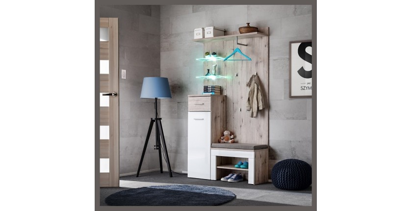 Meuble d'entrée design pour votre entrée collection ONYX 1coloris chêne et blanc