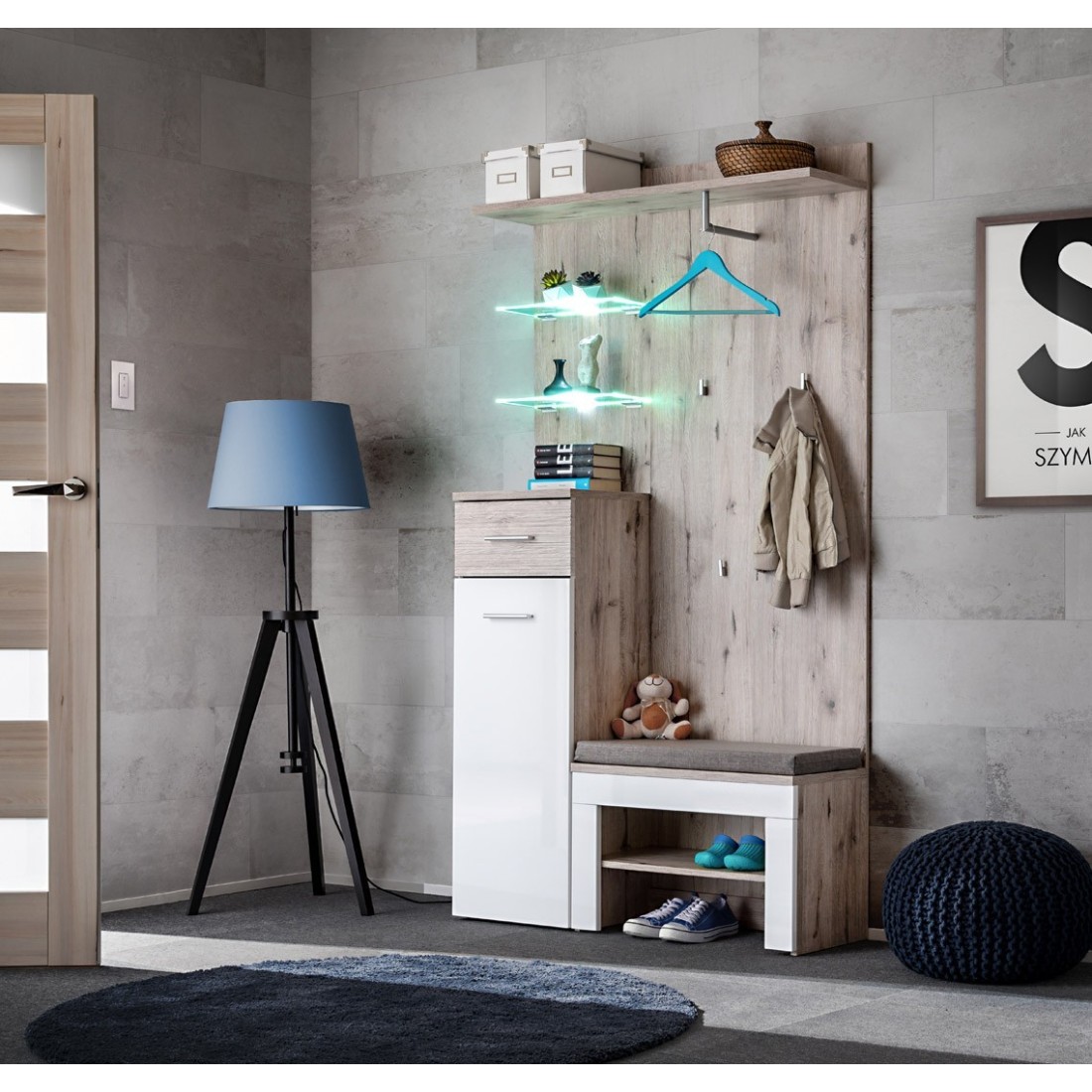 Meuble d'entrée design pour votre entrée collection ONYX 1coloris chêne ...