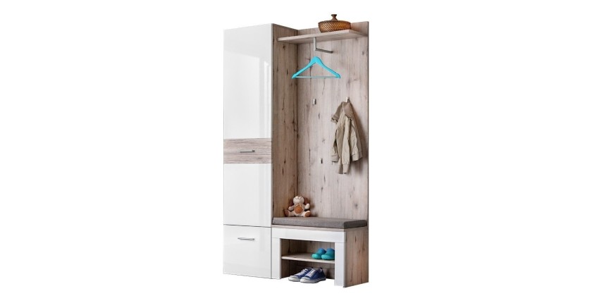 Meuble d'entrée - ONYX 5 - Coloris chêne et blanc