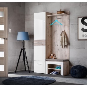 Meuble d'entrée - ONYX 5 - Coloris chêne et blanc
