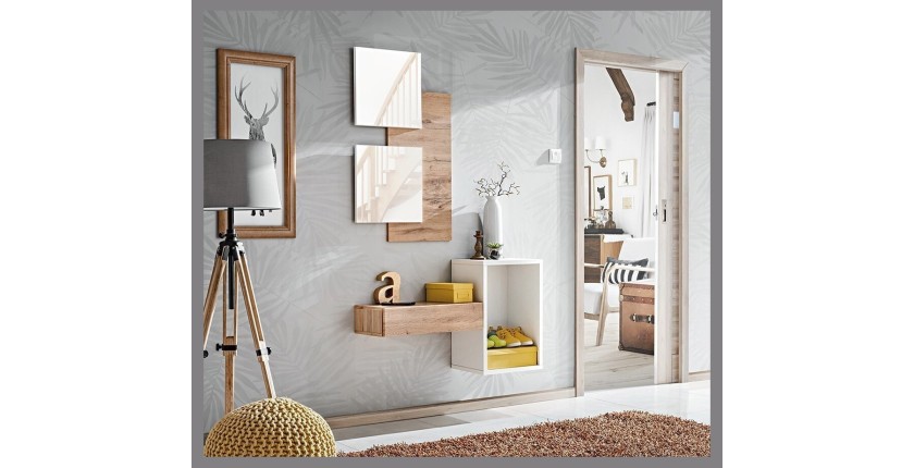 Meuble d'entrée - TORTH 1 - Coloris chêne et blanc