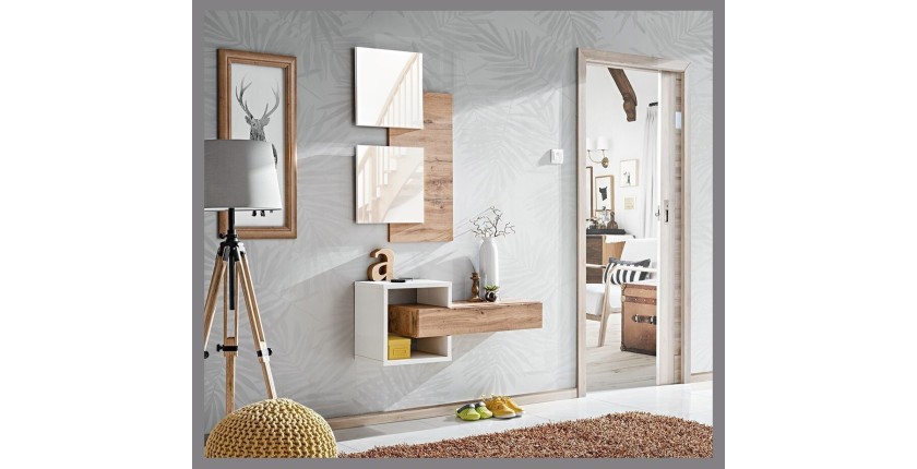 Meuble d'entrée - TORTH 2 - Coloris chêne et blanc