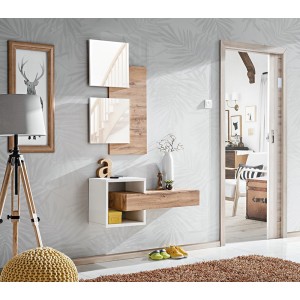 Meuble d'entrée - TORTH 2 - Coloris chêne et blanc