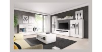 Étagère murale design 160cm coloris mat et blanc brillant. Collection BREDA.