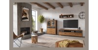 Etagère 120cm collection WINDSOR. Coloris chêne foncé et gris anthracite.