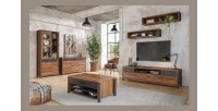 Etagère 120cm collection WINDSOR. Coloris chêne foncé et gris anthracite.