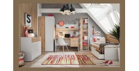 Etagère pour chambre ado ou enfant. Collection BIBOU. Coloris gris et chêne