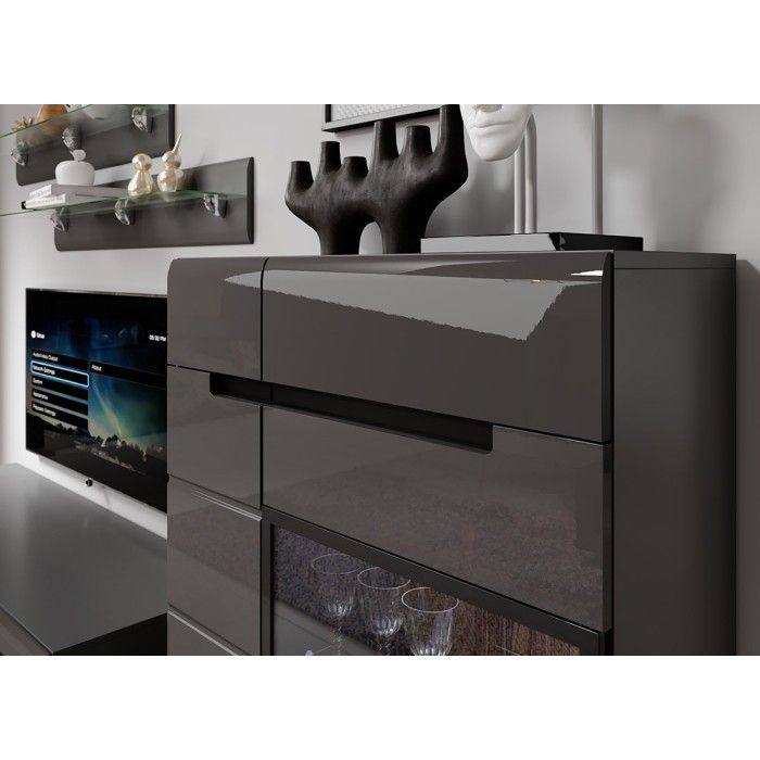 Étagère murale en verre LUCIA, 170cm, design et moderne, coloris gris