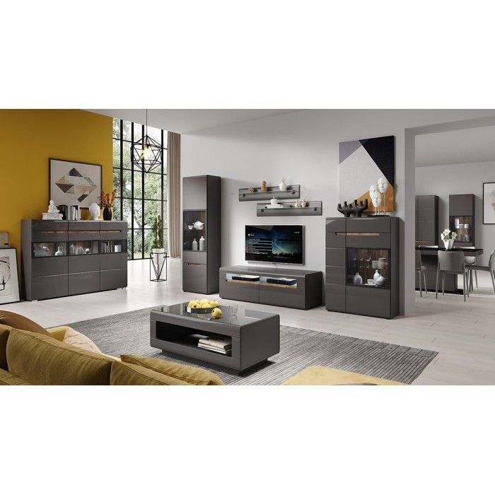 Étagère murale en verre LUCIA, 170cm, design et moderne, coloris gris