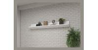 Étagère murale design 180cm coloris blanc mat et blanc brillant. Collection BREDA.