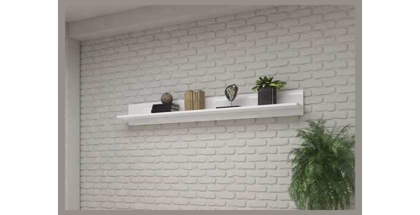 Étagère murale design 180cm coloris blanc mat et blanc brillant. Collection BREDA.