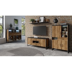 Étagère murale design 150cm coloris épicéa et noir. Collection ANAFI.